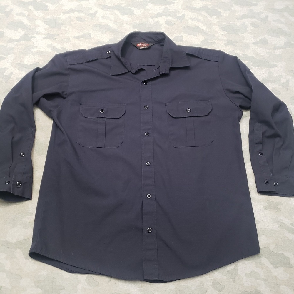 Tru-Spec Shirt Mens XL Blue Rip Stop Pockets Long Sleeve‎ Button Up Workwear